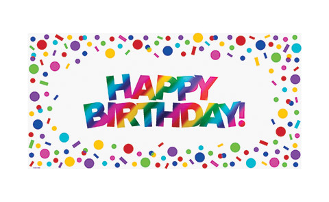 באנר ענק Happy Birthday צבעי הקשת 