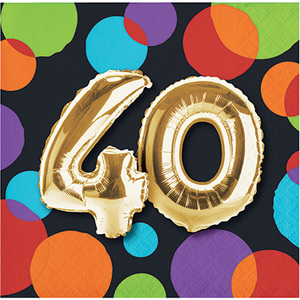 מפיות קוקטייל 40 שחור עיגולים צבעוניים 16 יח