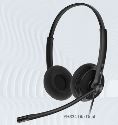 מערכת ראש שתי אוזניים חוטית מ- Yealink YHS34B
