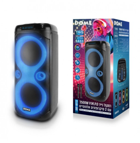 בידורית 2500W כולל 2 מיקרופונים אלחוטיים DOME CLUB-180
