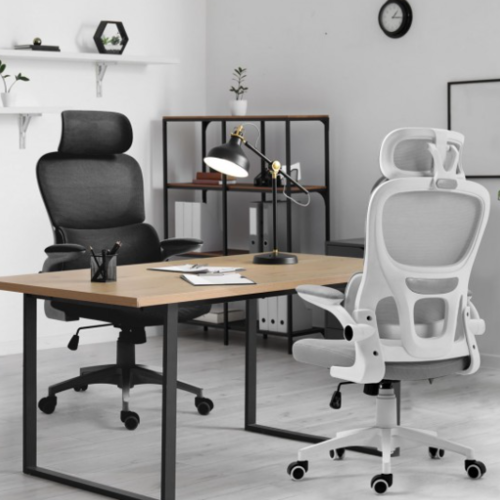 כיסא מנהל ארגונומי עם גב רשת שענת ראש שחור COMFORT4U