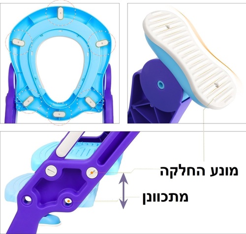 ישבנון מרופד לפעוט עם מונע החלקה ומונע התזה - כחול/ירוק