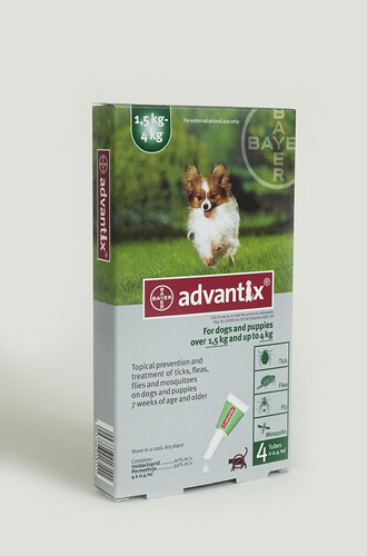אדוונטיקס - Advantix - אמפולות לכלב - למשקל עד 4 ק"ג - 4 בחבילה