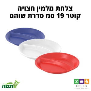צלחת מלמין מחולקת תכלת 26 ס"מ , סדרת שוהם, תמה