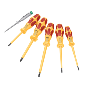 סט מברגים מבודדים Wera VDE 1000V – 5 מברגים + בודק פאזה לחשמלאים