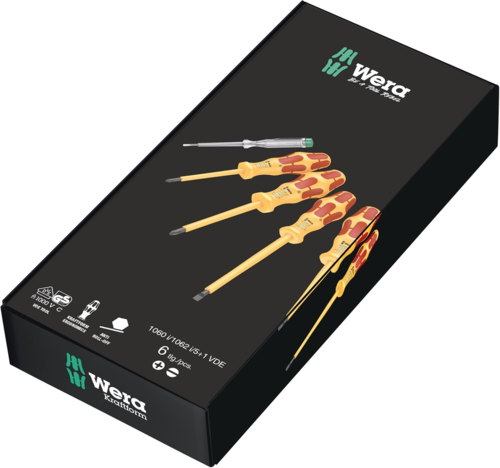 סט מברגים מבודדים Wera VDE 1000V – 5 מברגים + בודק פאזה לחשמלאים