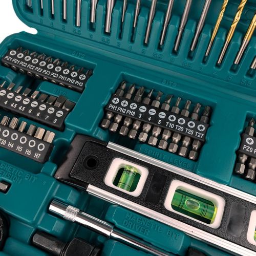 סט אביזרים Makita P-67832 101 חלקים - מקדחים וביטים מקצועיים במזוודה קשיחה לעבודות עץ, מתכת ובטון