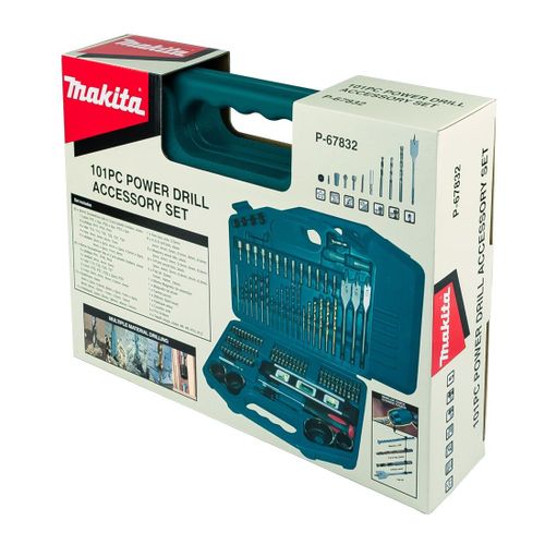 סט אביזרים Makita P-67832 101 חלקים - מקדחים וביטים מקצועיים במזוודה קשיחה לעבודות עץ, מתכת ובטון