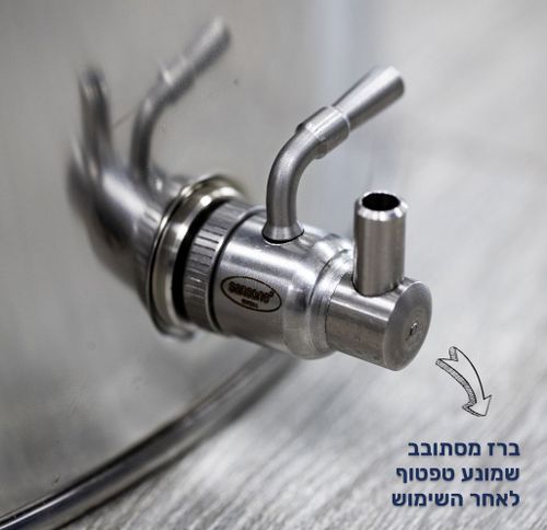 מיכל נירוסטה SANSONE SAN15 לאחסון שמן זית 15 לטר - מיכל איטלקי מקצועי עם ברז מזיגה וידיות נשיאה לשמירה על איכות השמן
