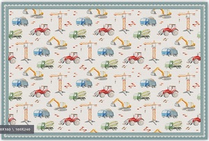 שטיח פעילות מעוצב לחדר ילדים Soft Mat במגע רך - טרקטורים ומנופים כחול