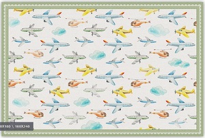 שטיח פעילות מעוצב לחדר ילדים Soft Mat במגע רך - מטוסים ומסוקים ירוק