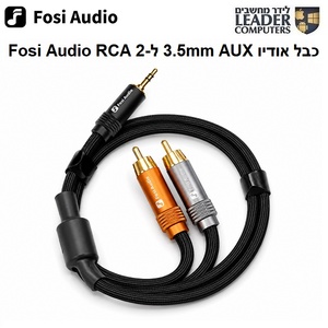 Fosi Audio כבל אודיו 3.5mm AUX ל-2 RCA סטריאו איכותי למגבר, רסיבר ומערכת שמע