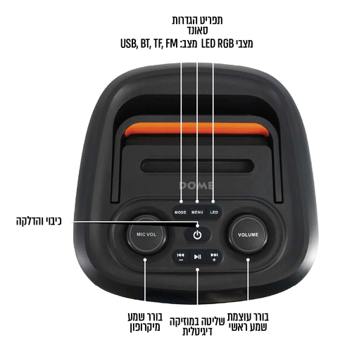 בידורית +2 מיקרופונים אלחוטיים, שחור דגם BOOMIX-62 מבית DOME