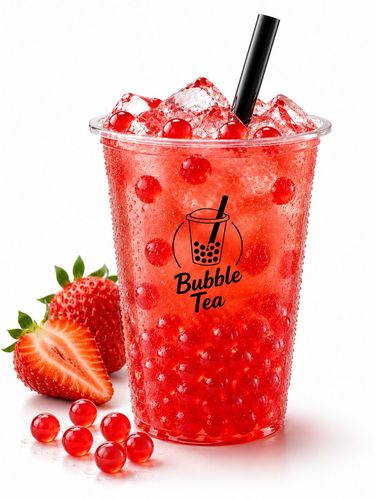 כדורי בובה מתפוצצים בטעם תות לבאבל טי ושייק /popping boba