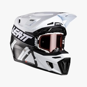 קיט קסדה ומשקף לבן שחור Leatt Moto 9.5 Carbon V26