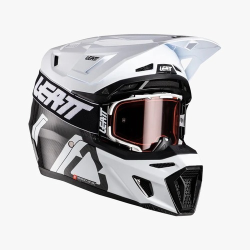 קיט קסדה ומשקף לבן שחור Leatt Moto 9.5 Carbon V26
