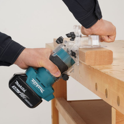 ראוטר טרימר נטען 18V Makita DRT52Z Brushless גוף בלבד עומק כרסום 42 מ״מ קולטות 6 מ״מ ו 6.35 מ״מ 