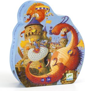 פאזל 54 חלקים בקופסה מעוצבת - דרקון וטירה