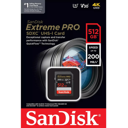 שיריון אילת SanDisk Extreme PRO SD UHS-I 512GB V30 4K כרטיס זיכרון