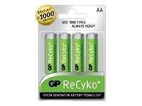 4 סוללות נטענות GP RECYCO AAA