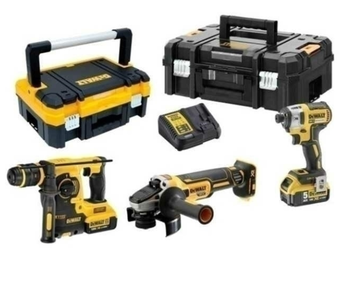 סט 3 כלים 18V פטישון+‎אימפקט+‎משחזת זווית+‎2 סוללות 5AH דגם DCK305P3T מבית DEWALT