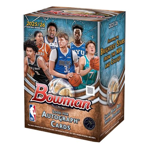 קלפי ספורט קלפי NBA 2025-2026 NBA Topps 2025-26 Bowman Basketball Trading Card BLASTER Box [6 Packs]