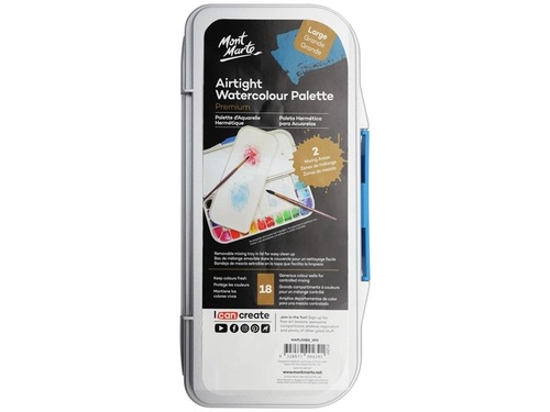 פלטת צבעי מים אטומה Mont Marte Premium – גדולה, 18 תאים