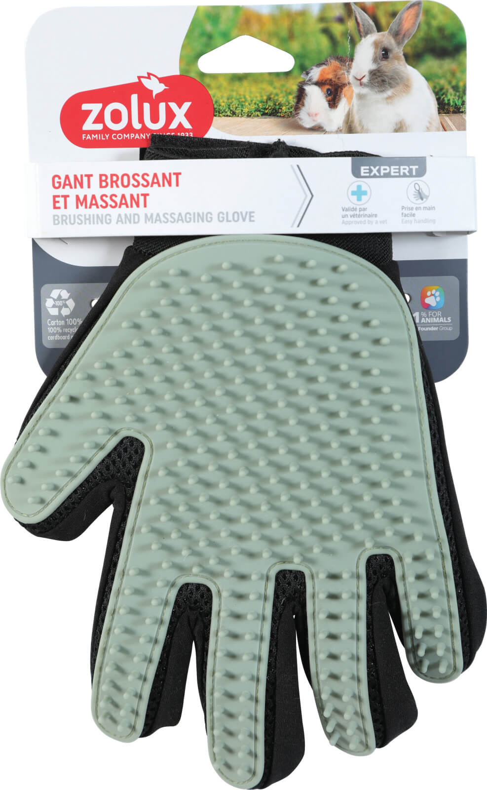 זולוקס כפפת הברשה חדשנית מבית זולוקס צרפת  BRUSHING GLOVE FOR RODENT