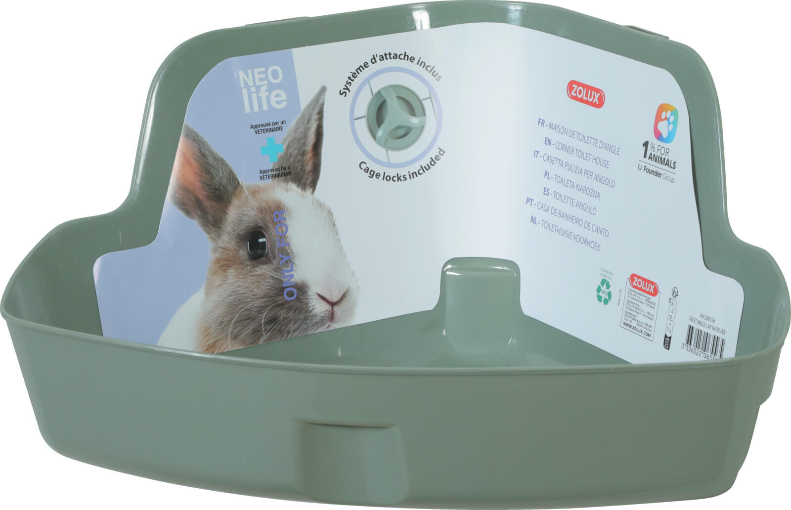 זולוקס שירותים לארנב מבית זולוקס צרפת  CORNER TOILET HOUSE RAB GREEN