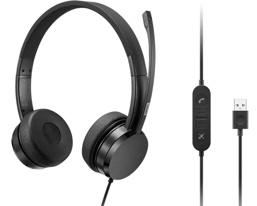 אוזניות LENOVO USB-A Wired Stereo On-Ear Headset (with Control Box) 4XD1K18260