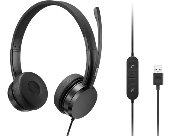 אוזניות LENOVO USB-A Wired Stereo On-Ear Headset (with Control Box) 4XD1K18260