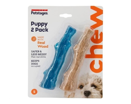 Petstages זוג מקלות עץ טבעי וניילון לגורים