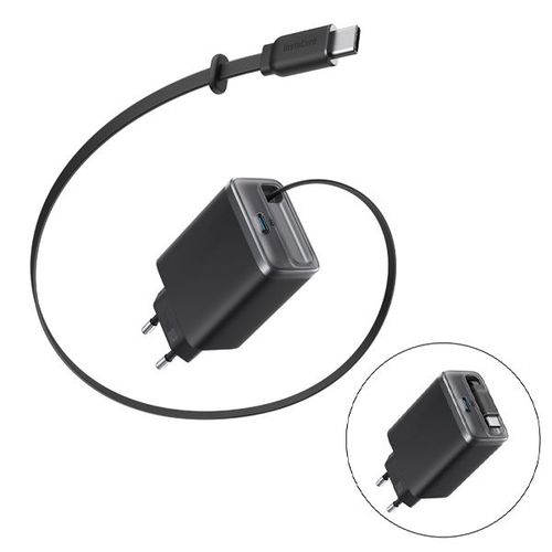 מטען קיר משולב כבל Anker Nano Charger 35W with USB-C cable בצבע שחור