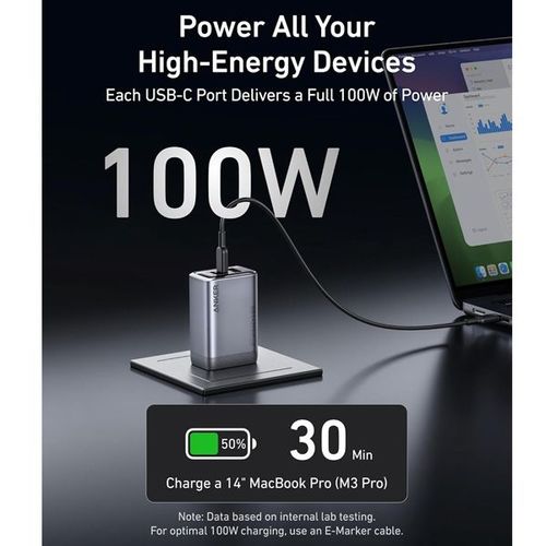 מטען קיר עוצמתי 3 יציאות Anker Prime Charger 100W