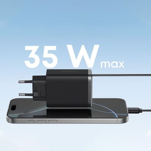 מטען קיר משולב כבל Anker Nano Charger 35W with USB-C cable בצבע שחור