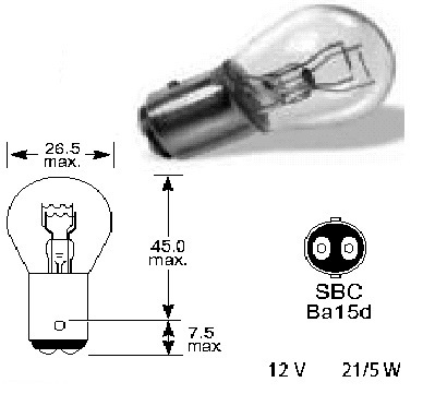 נורה BLICK 20/5W 12V פין מקביל