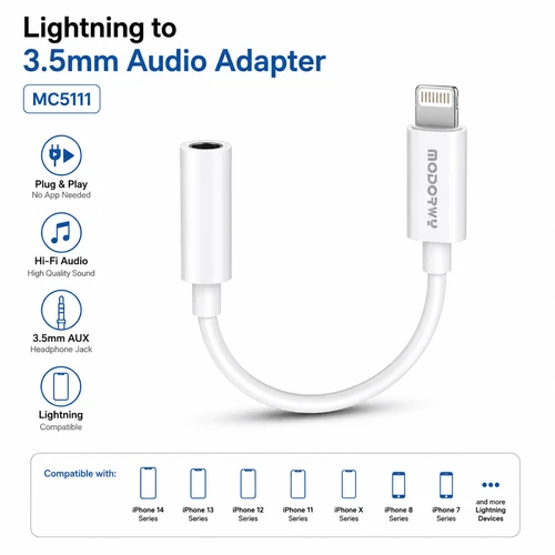 כבל מתאם Modorwy Lightning to AUX audio mc5111
