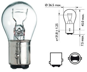 נורה BLICK 21/5W 12V P21/5W עם בסיס 2 מגע פינים ישרים