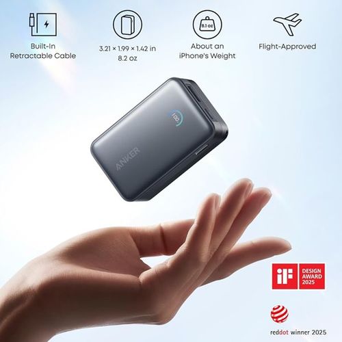 סוללת גיבוי ניידת Anker Nano 45W built-In USB-C Cable 10000mAh 