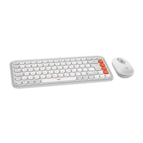 סט מקלדת ועכבר אלחוטיים בצבע אוף-וויט | LOGITECH POP ICON COMB