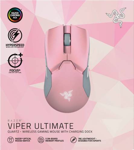 עכבר אלחוטי | RAZER Viper Ultimate & Mouse Dock בצבע ורוד