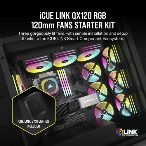 קיט | 3 מאווררים 120 CORSAIR iCUE LINK QX120 RGB Starter kit