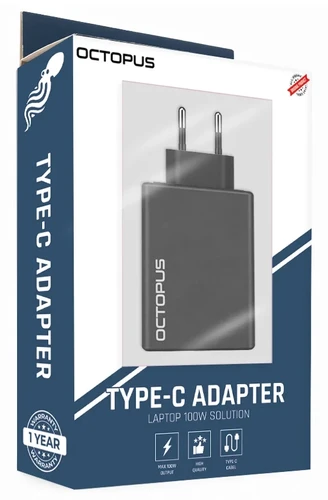 מטען אוניברסלי למחשב לנייד Type-C 100W מבית Octopus | חיבור טייפ סי 