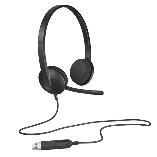 אוזניות ומיקרופון | Logitech | USB H340