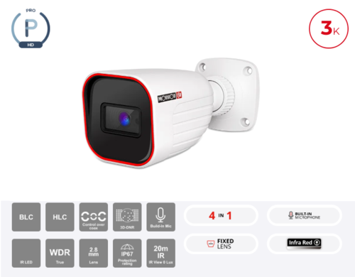 מצלמת צינור | Provision I2-33K0AP AHD | 2.8mm Lens 20m IR IP67