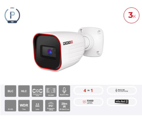מצלמת צינור | Provision I2-33K0AP AHD | 2.8mm Lens 20m IR IP67