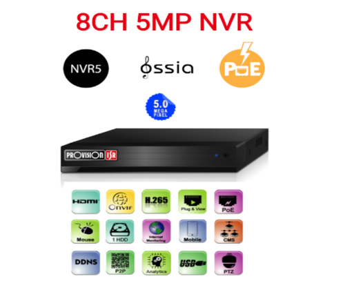 מערכת הקלטה לשמונה מצלמות | Provision 5mp NVR5-8200PX POE
