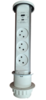 עמדת עבודה לבנה נשלפת מוגנת מים 3 שקעים 220V ושני שקעי Eufficio IT-43C 2.4A USB A+C