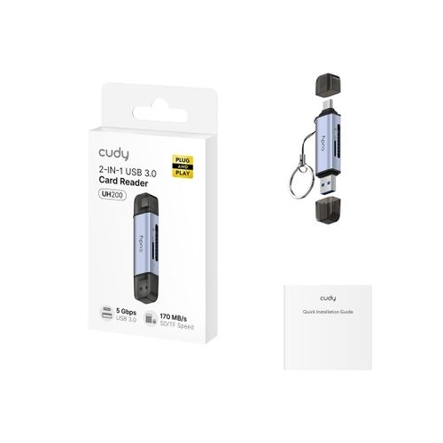 מתאם | CUDY 2-IN-1 Dual | USB 3.0 SD TF Card Reader UH200