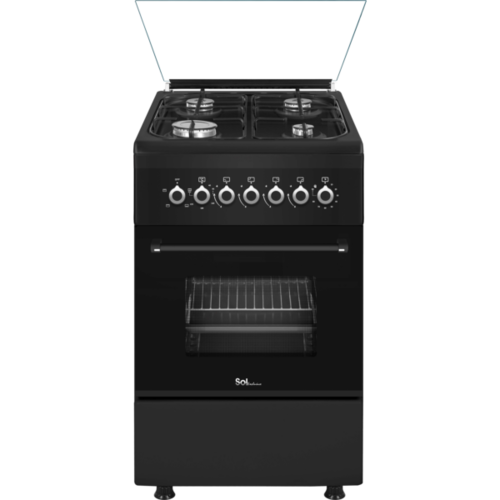 תנור משולב כיריים גז צר Sol GSB56SF - גימור שחור אחריות ע